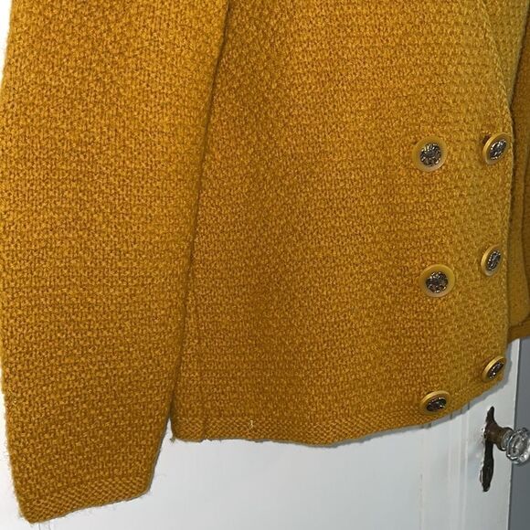 Vtg 60s/70s handmade double breasted gold sweater jacket - Picture 6 of 10
